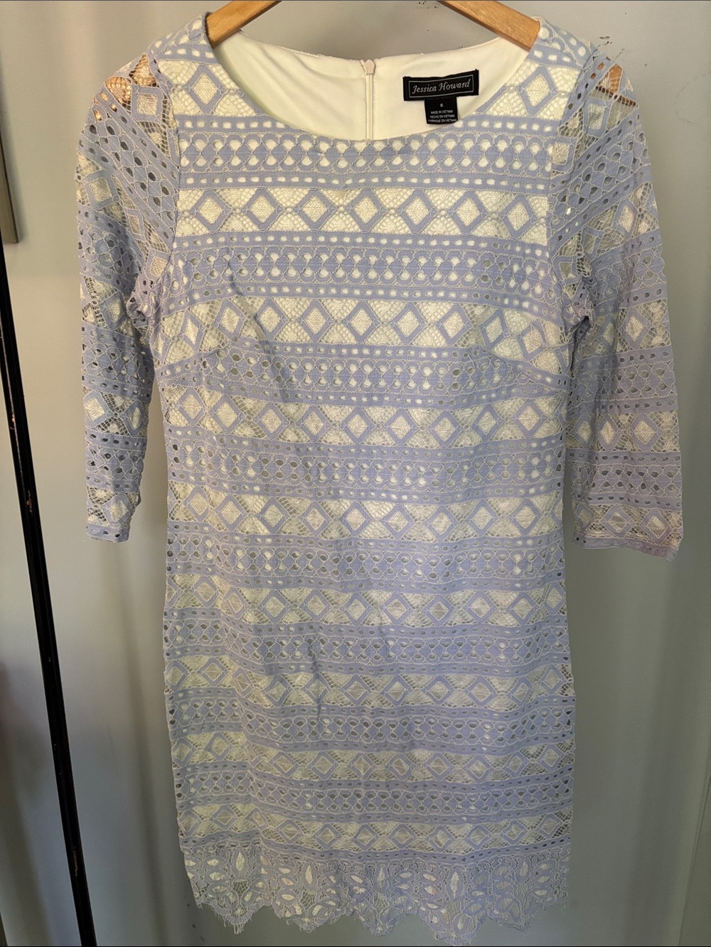 Jessica Howard Pale Blue Lace Shift Dress